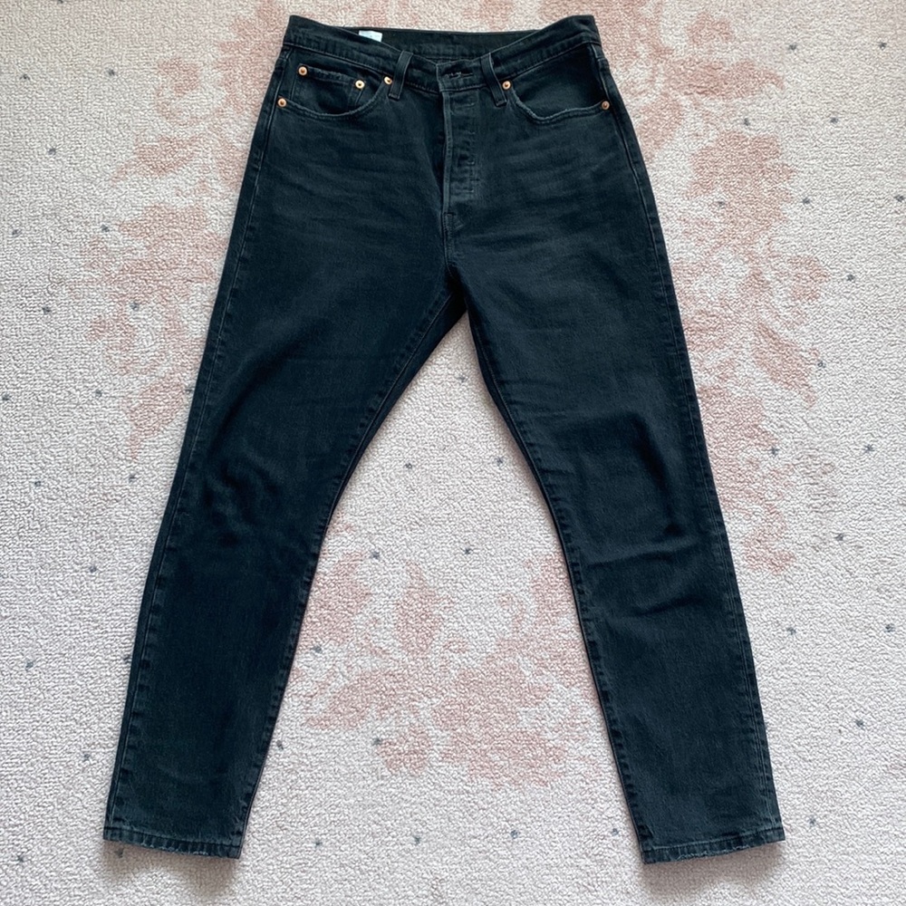 Levis 501 button fly high rise black jean